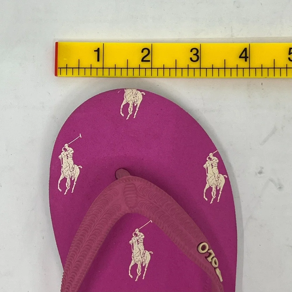 Polo Ralph Lauren Unisex Junior Flip Flop Pink/Ivory Pony Logo US Size 4 VTG NEW
